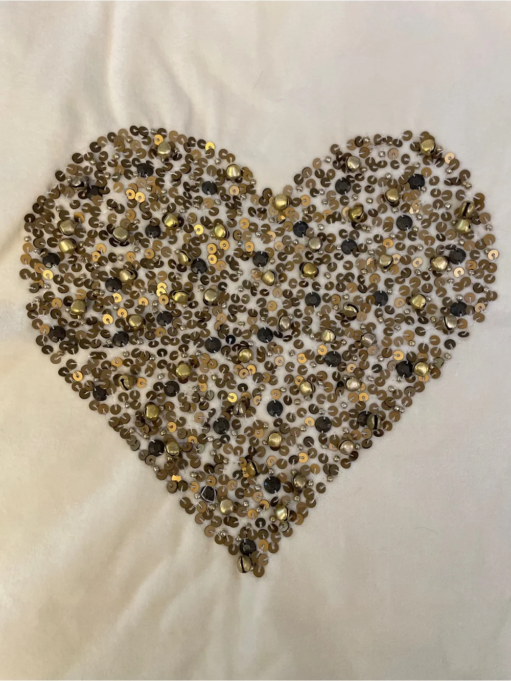 NWT West Elm Gold Sequin Heart Accents Pillow cover 16” x 16”